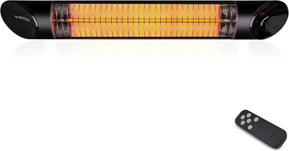 Warmtestraler, IP55, 4 warmtestanden met afstandsbediening, 2500 watt, infrarood warmtestraler, terrasstraler