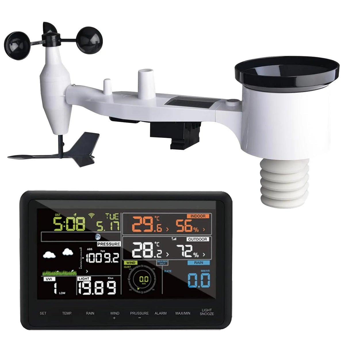 7-in-1, wifi, Weerstation, model WS2910, voor binnen en buiten, 868 MHz, draadloos, op zonne-energie, Ecowitt WS2910