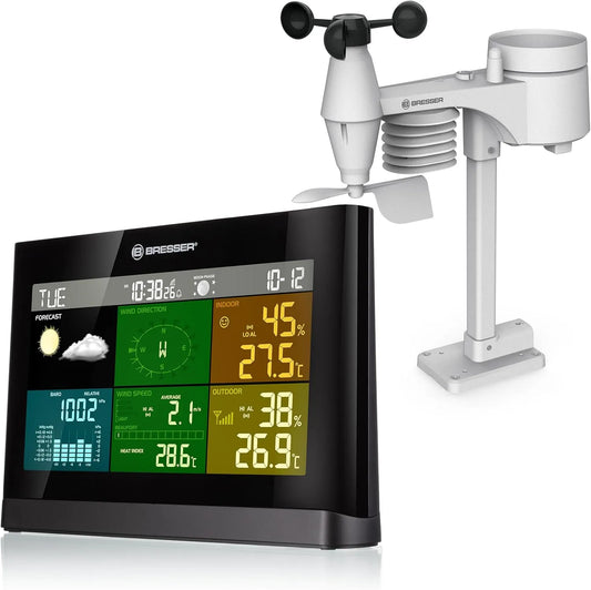 BRESSER 5-in-1 Comfort Weercenter met Kleurendisplay met 5-in-1 en draadloze werking