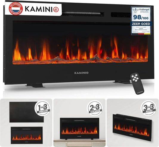 Elektrische haard met 36 inch, 3-in-1 en afstandsbediening, Elektrische 3-in-1 haard met verwarming