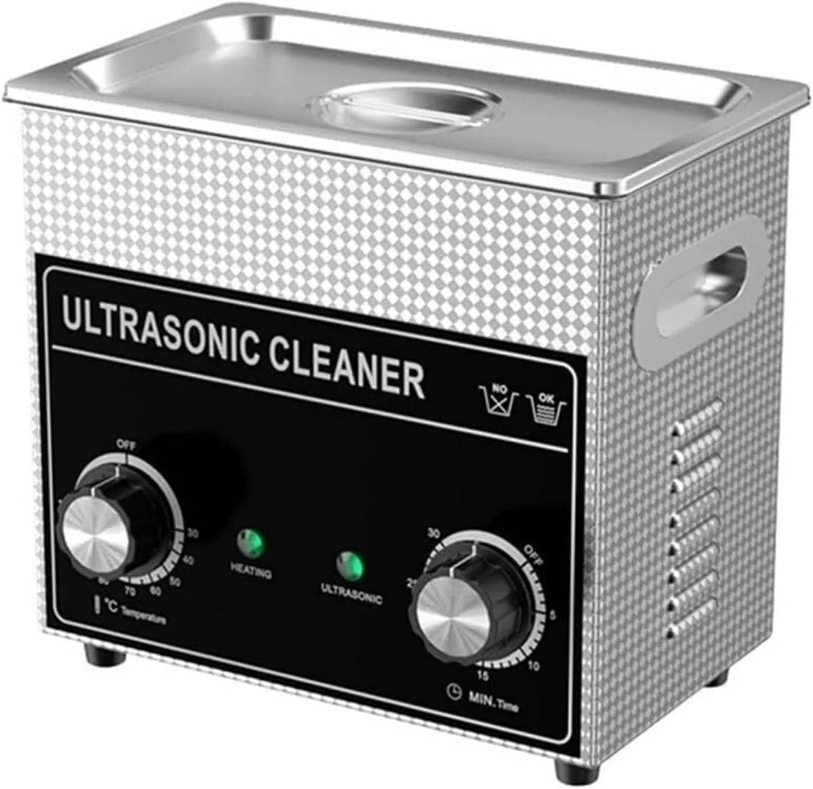 Ultrasoonreiniger, 180 W, 3,2 l Plus, Ultrasone reiniger voor badkamer, mechanische knopbediening, reiniging, timer, 40 kHz, met converters
