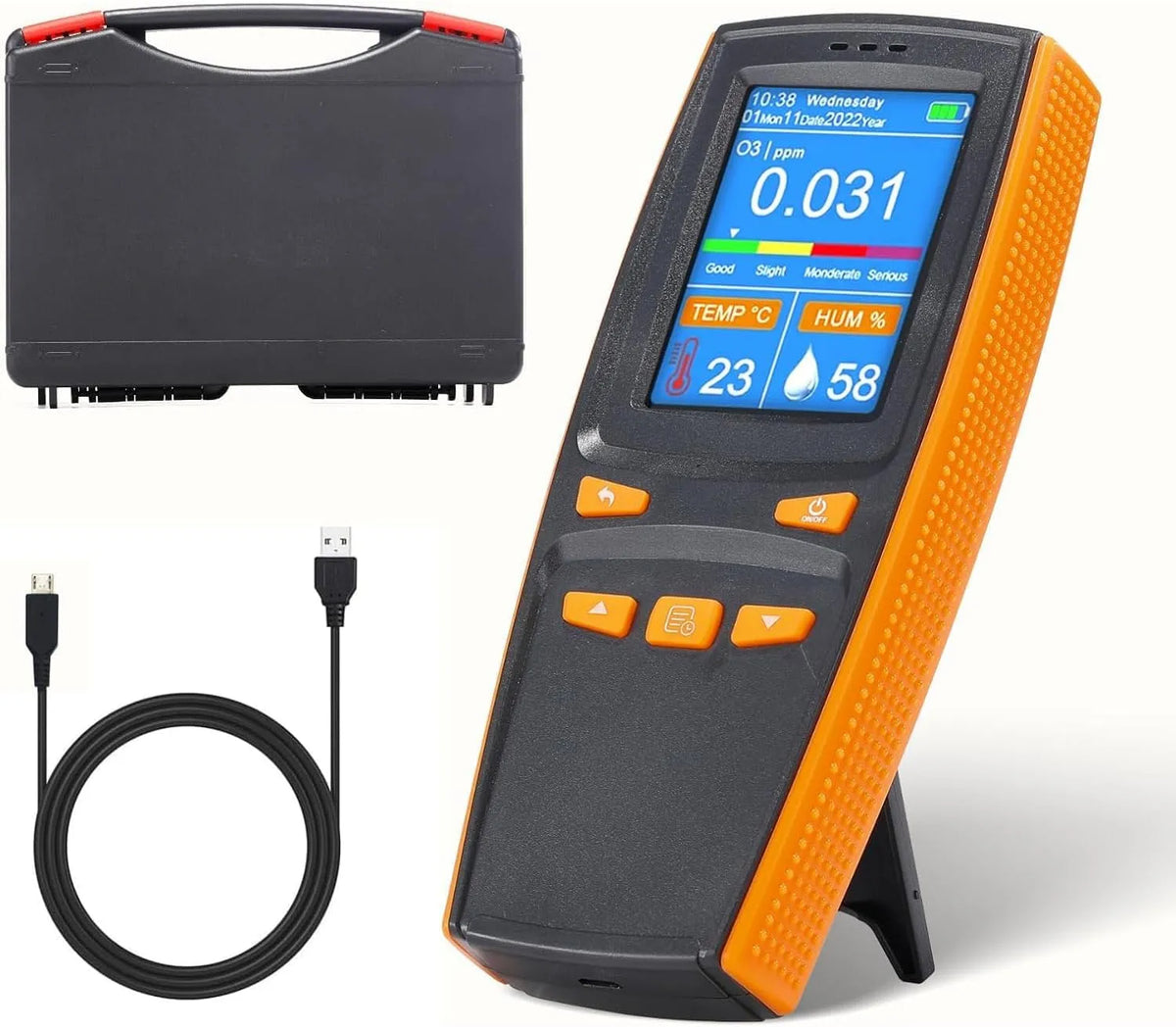 Meter O3-ozonmeter met 24 Uur, 1500 mAh, USB en digitaal display