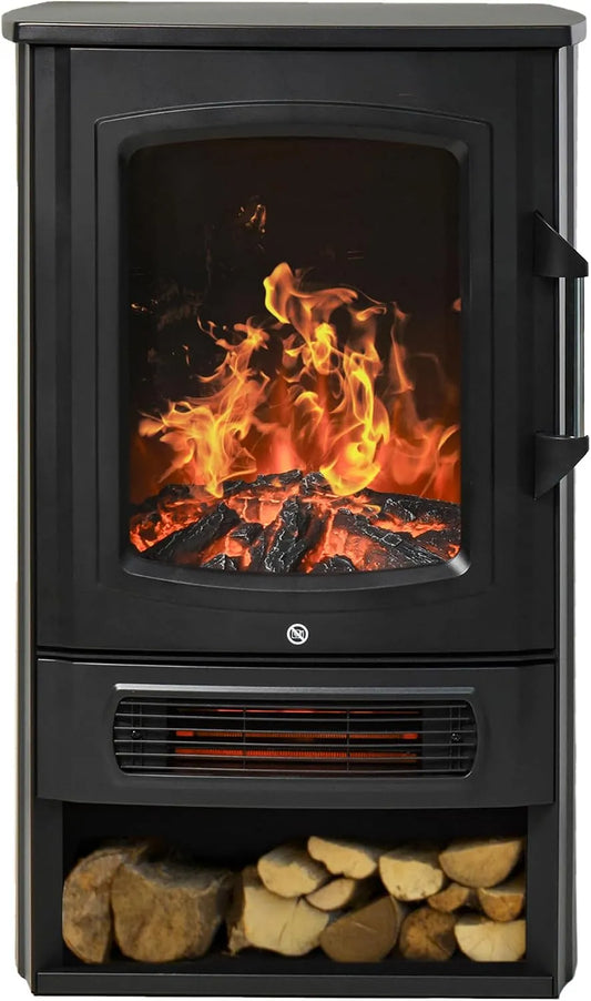 Elektrische haard met 2000 W, 1000 W en zwart, HOMCOM Elektrische haard