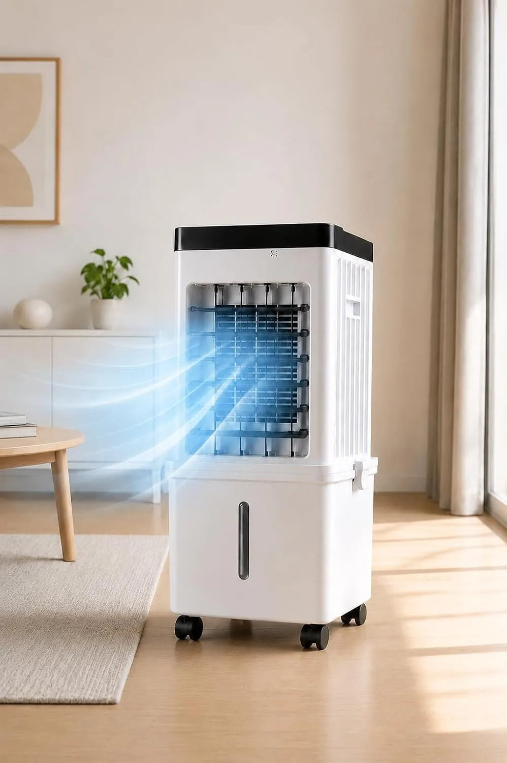 Luchtkoeler en Ventilator met 15l, 3 Snelheden, Timer, aanraakbediening, afstandsbediening, waterreservoir, geluidsarme werking en oscillatiefunctie