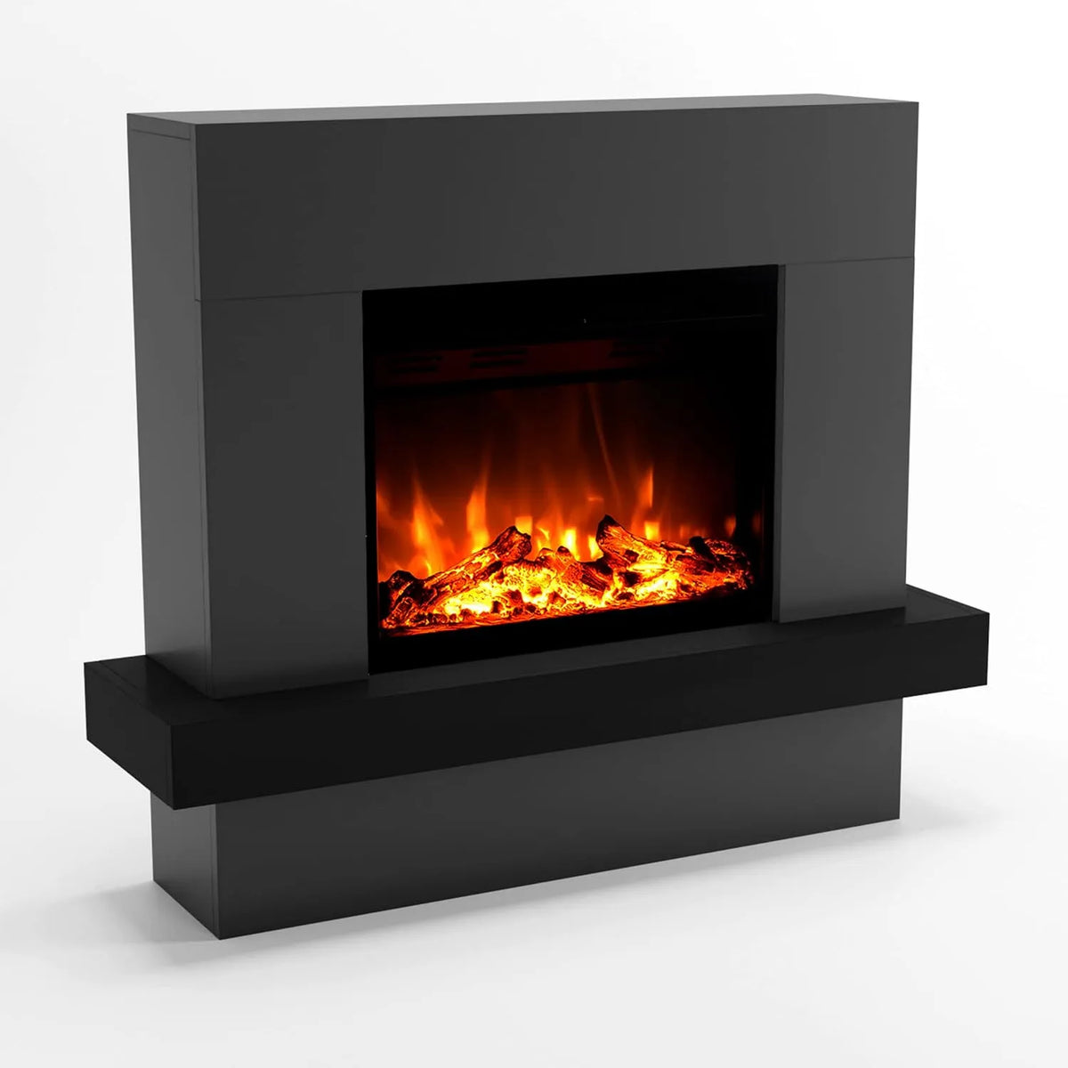 Elektrische haard x97x32 met 114 x 97 x 32 cm, 0,5-7,5 uur, 2 standen, timer, afstandsbediening, geluidsarme werking en grijs