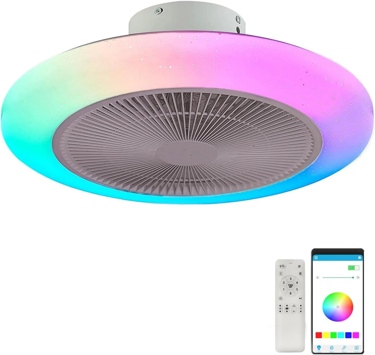 Ventilator, Bluetooth, RGB Plafondlamp, ventilator LED Plafondventilatoren