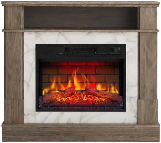 Elektrische haard AF23BS met 1800 W, timer, 4 W, 30 minuten, 6 uur, afstandsbediening en grijs