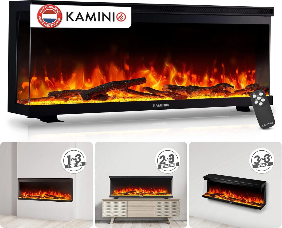 Elektrische haard met 42 inch, 3-in-1 en afstandsbediening, Elektrische 3-in-1 haard met panoramaweergave