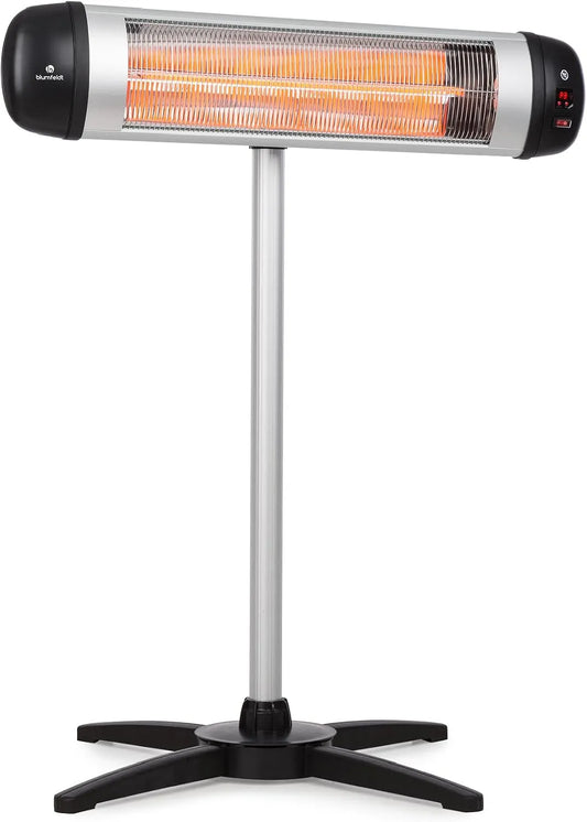 Terrasverwarmer, CO2-vrije, IP34, 2500 W, Mobiele infrarood-terrasverwarmer staand, voor terras en wintertuin