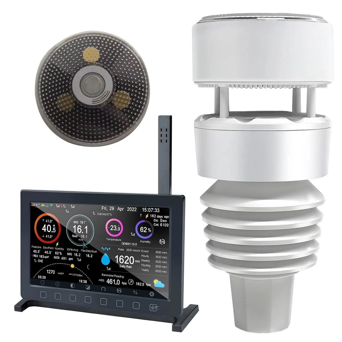 Weerstation, ECOWITT Wittboy Pro HP2564 Draadloos weerstation met buitensensor, 7-in-1 weerstation, weersvoorspelling Ecosystem Assistant 868, wifi