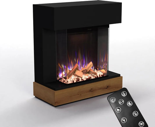 Elektrische haard PR13 x130x40cm met 61,5 x 130 x 40cm, timer, 7,5 uur, afstandsbediening, zwart, GLOW FIRE Kachel PR13 met realistische 3D E-Motion