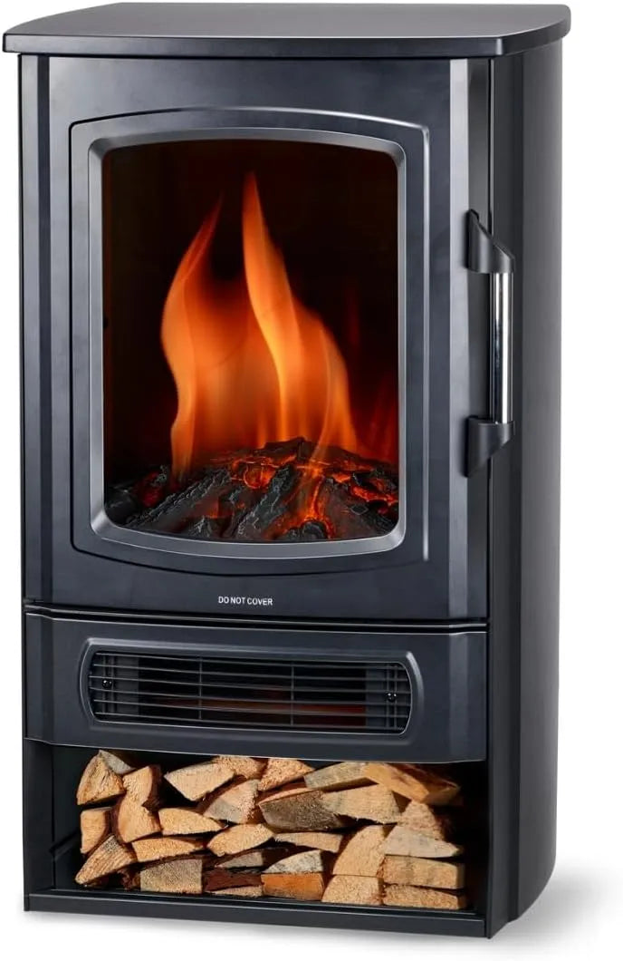 Elektrische haard ND-183 met 2000 W, 56,5 x 38 x 25 cm, 1000 W, regelbare thermostaat en zwart
