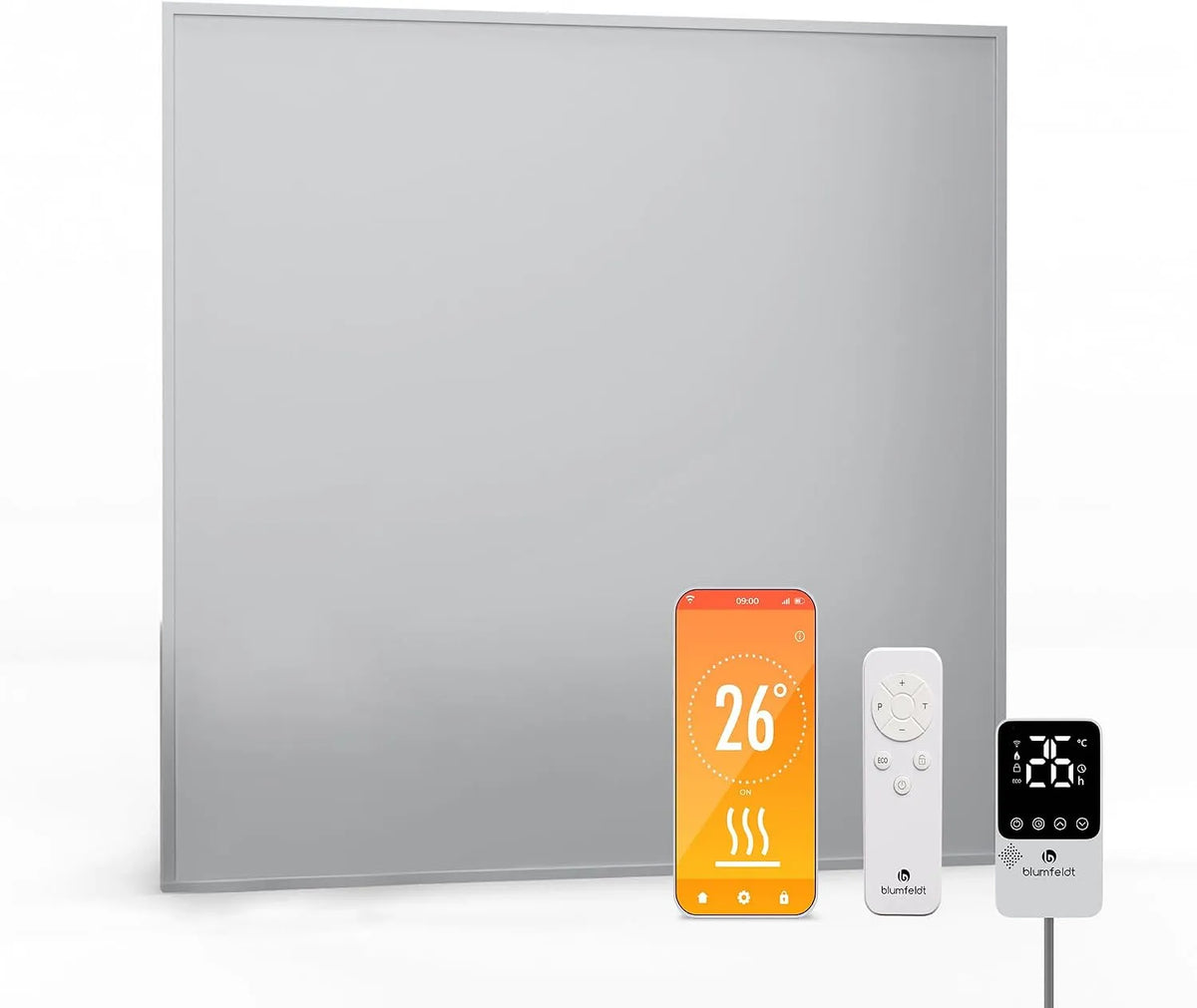 Infraroodverwarming, 360 W, Wandmontage, 95% energie-efficiëntie, Voor 6-10 m2, Aluminium, Externe thermostaat, App-bediening