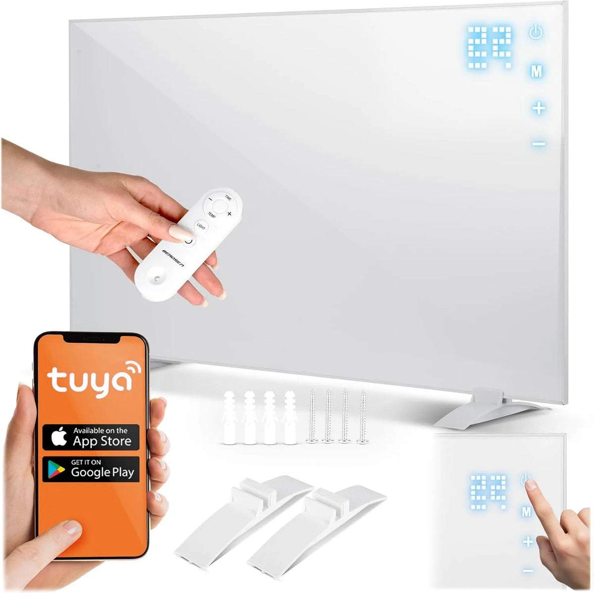 Infraroodverwarming, 600 W, aanraakbediening, wifi-afstandsbediening, timer 1-9 uur, snel opwarmen, app