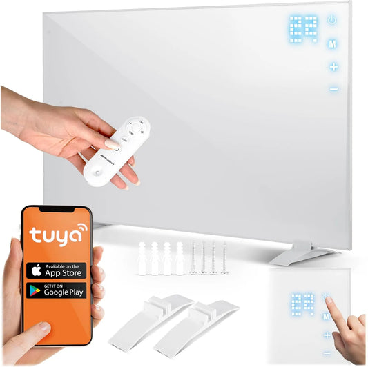 Infraroodverwarming, 600 W, aanraakbediening, wifi-afstandsbediening, timer 1-9 uur, snel opwarmen, app