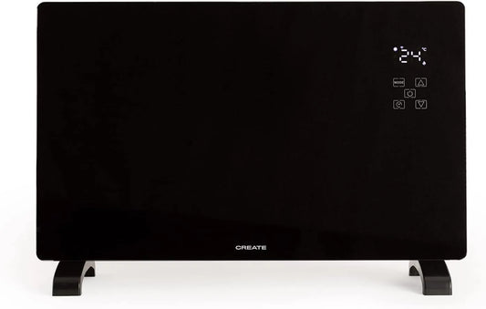 Convector met 2500 W, WiFi, aanraakbediening, geluidsarme werking, aluminium en zwart