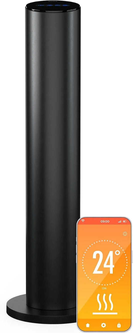 Infraroodverwarming, Blumfeldt SmartFlow Tower, 360 graden warmte, RVS, wifi-en app-bediening, touch-bediening, thermostaat