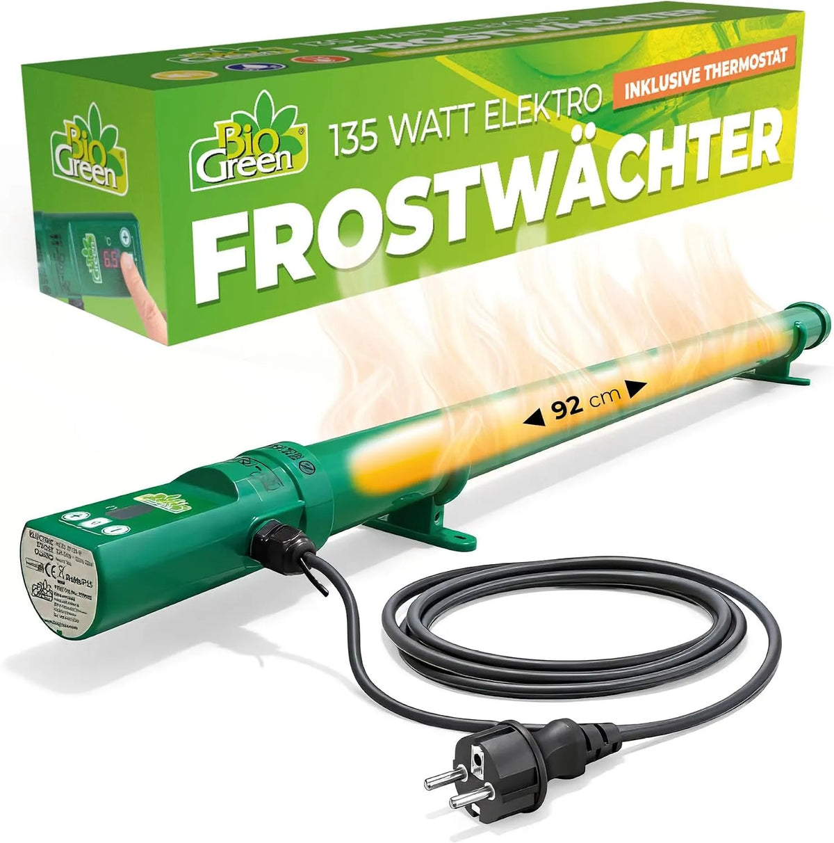 Luchtverhitter, IP55, 135 W, vorstbewaker, incl. digitale thermostaat, broeikasverwarming met oververhittingsbeveiliging