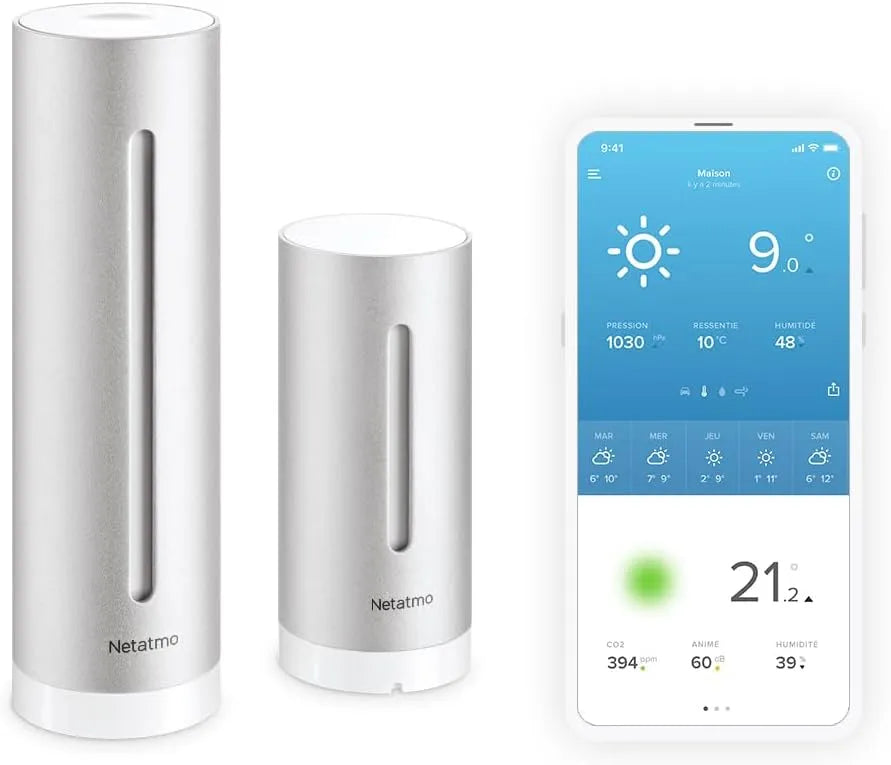 Weerstation NWS01-Ec met voor binnen en buiten, Draadloze Binnen- en Buitensensor voor Weersvoorspelling